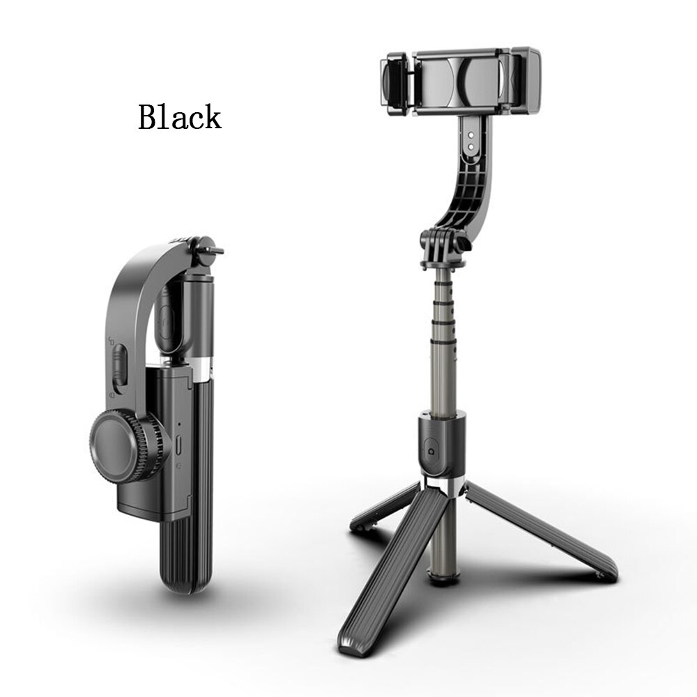 Phone Tripod Anti-Shake Bluetooth Selfie Stick Stabilizer Video Record Universal Handheld Smartphone Gimbal Stabilizers Tripods: Black