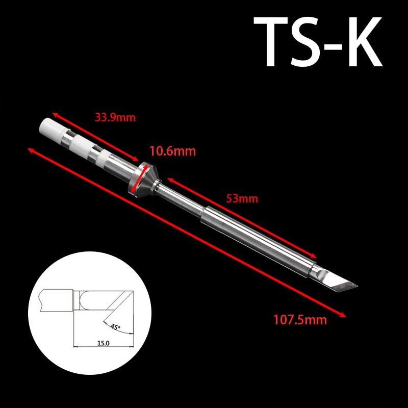 opprinnelig headd erstatning loddetips til  ts100 smarte digitale lcd elektriske loddebolter ts -b2 ts-bc2 ts-c4 ts-d24 7 slagg Tips: K