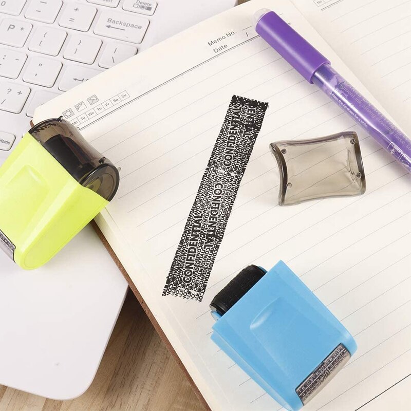 2 Pcs Identity Prevention Theft Stamp Identity Protection Guard Roller Stamp Wide Rolling Security Stamp