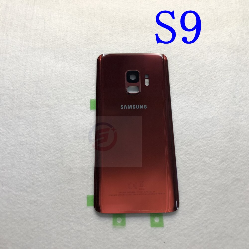 S9 Rear Battery Door Case For Samsung Galaxy S9 Plus G960F G965F Back Glass Housing Cover + Adhesive +Camera Glass Lens Frame: S9 Red