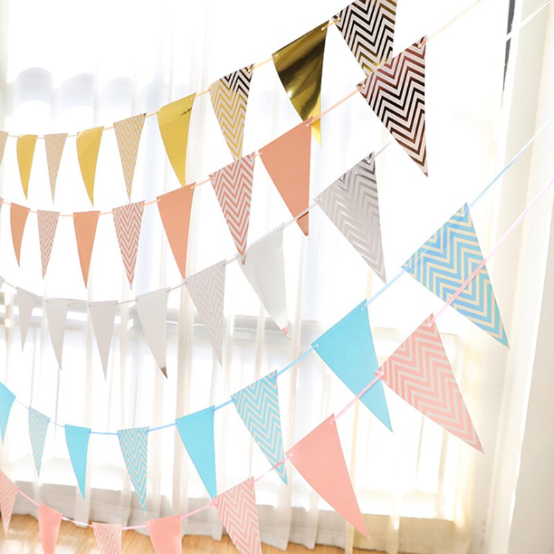 Nordic Stijl Rose Gouden Driehoek Wave Bunting Adult Party Sfeer Decoratie