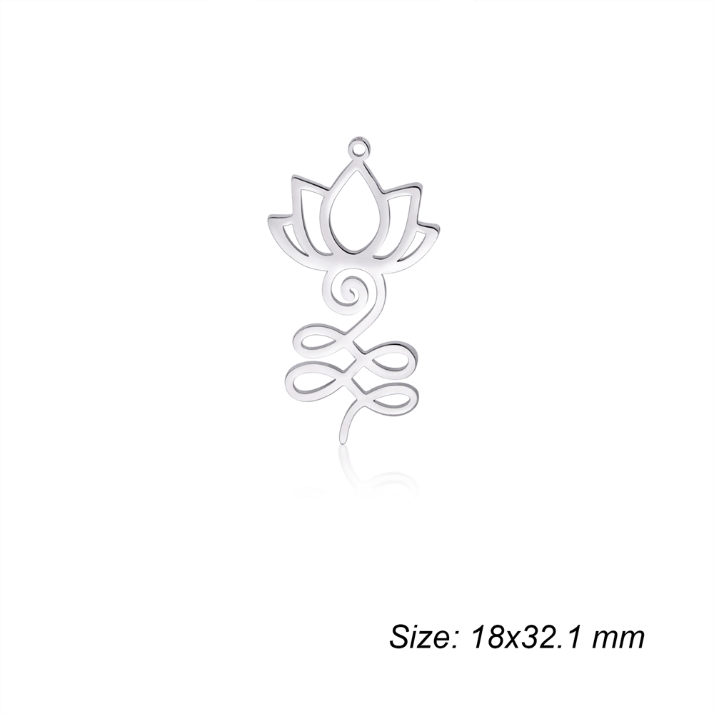 Breloques en forme de fleur de Lotus, en acier inoxydable, amulette religieuse, pendentifs, accessoire pour collier, boucles d'oreilles, bijoux, bricolage,: Couleur or