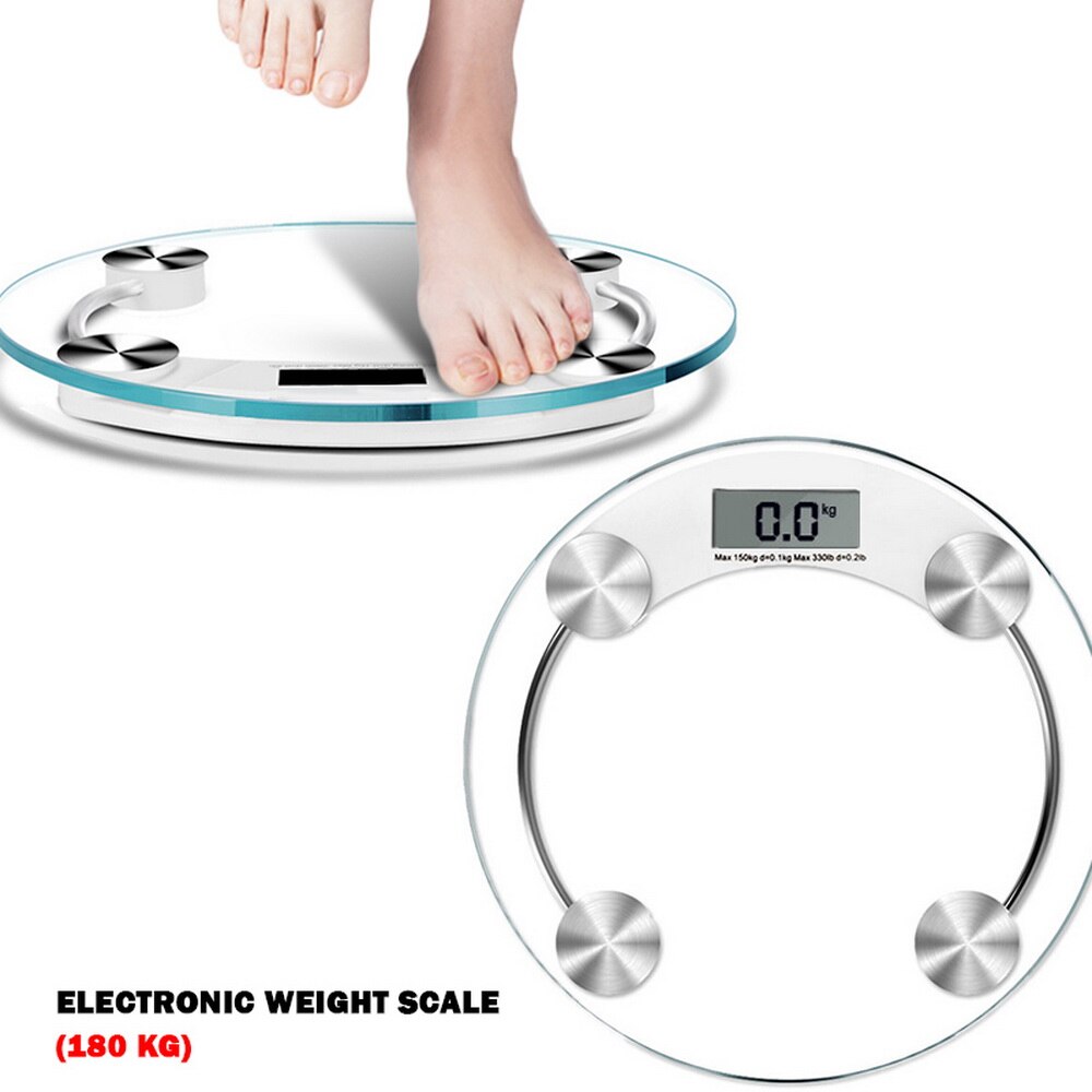 180KG Electronic Weight Scale Digital Body Weight Scale Bathroom Scale with Glass Platform LCD Display