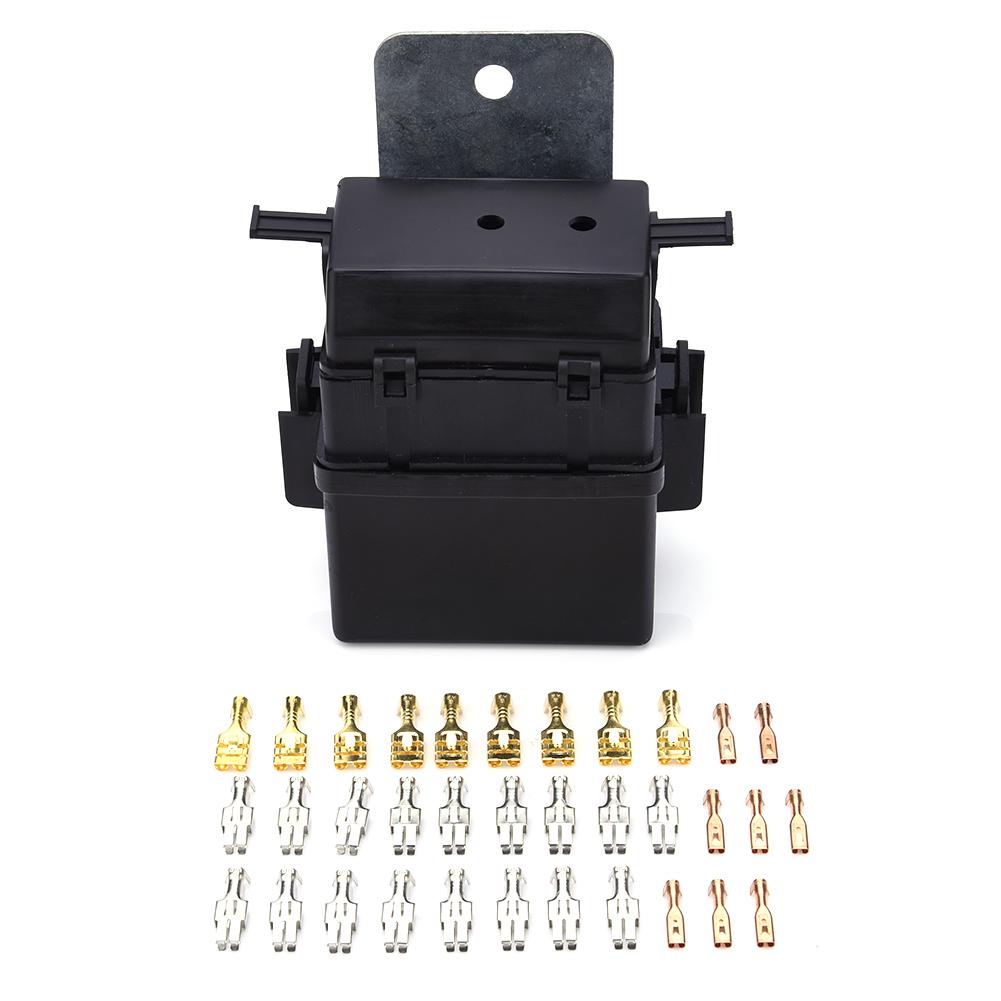 12v 8- -veis auto sikringsboks sett bil sikringsboks sett med 2 reléblad sikringsblokksett dc forsikring sete med klemmeblokksett: misligholde tittel