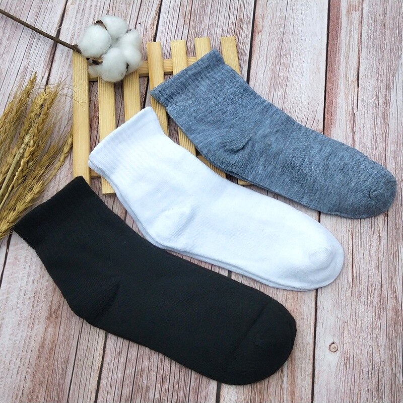 2Pairs = 4 Stuks Katoenen Sokken Voor Vrouwen Mannen Zwart Wit Grijs Business Sokken Ademend Zachte Effen Kleuren Korte sokken