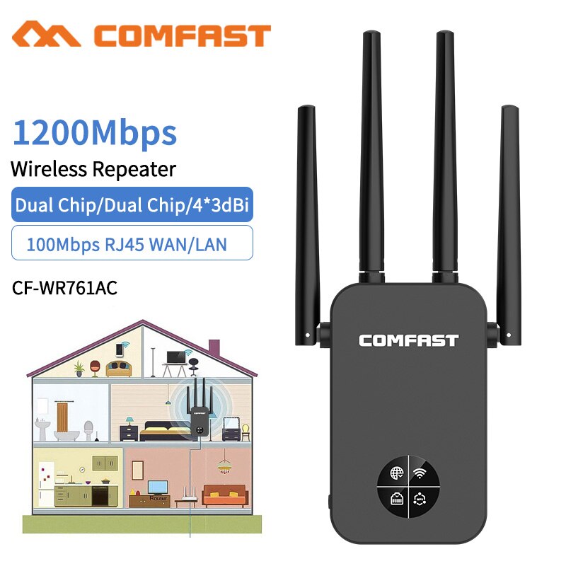 5G Wifi Repeater Amplifier OLED Display 1200Mbps Wi- fi Signal Network Extender Long Range AC Booster 5Ghz Wireless Access Point