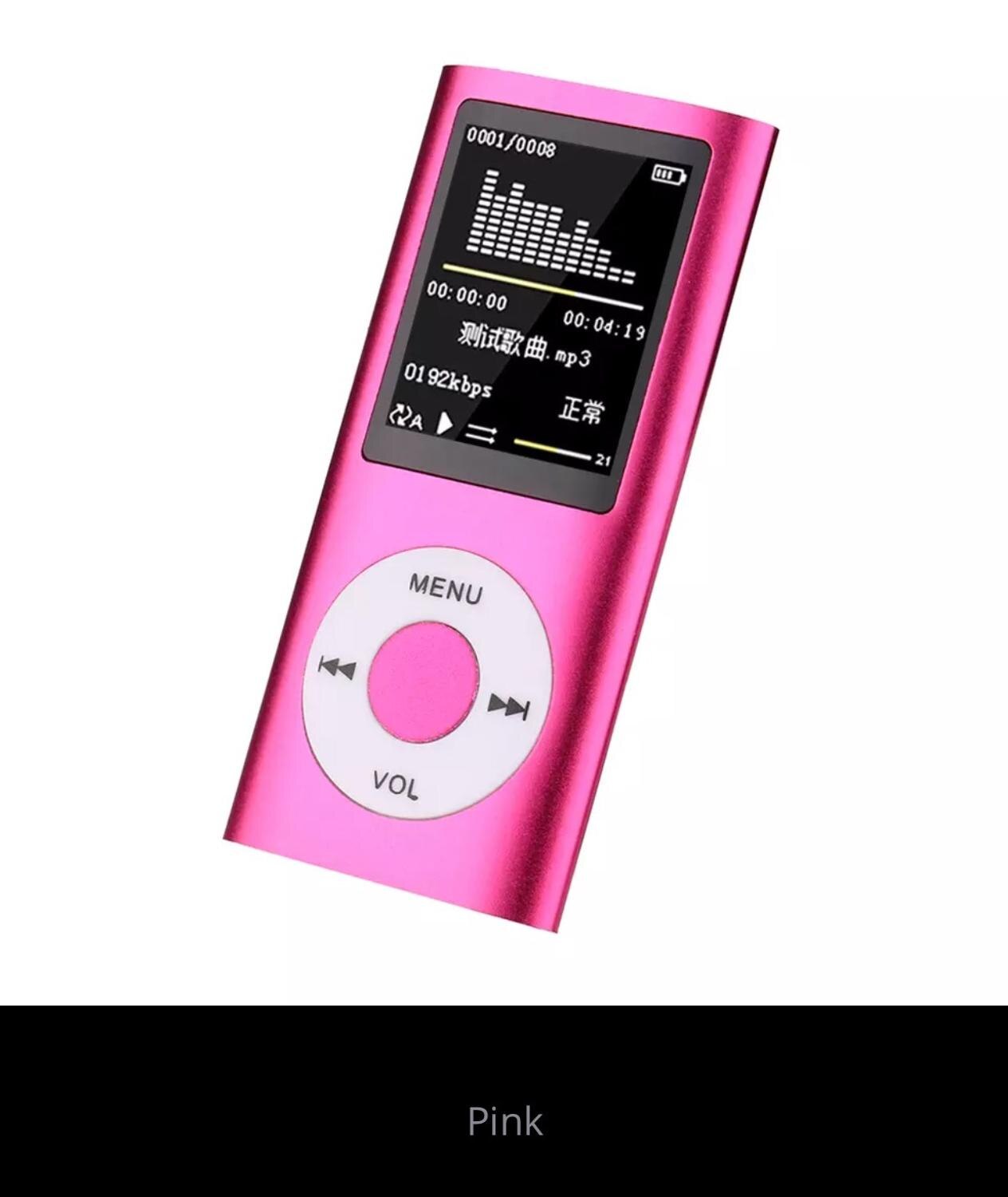 Tarjeta de deporte cute FM radio Mp3 Mp4 player portátil con 1,8 "LCD soporte para música video media Mp3 Mp4 player para IPod style: Pink / 16 GB