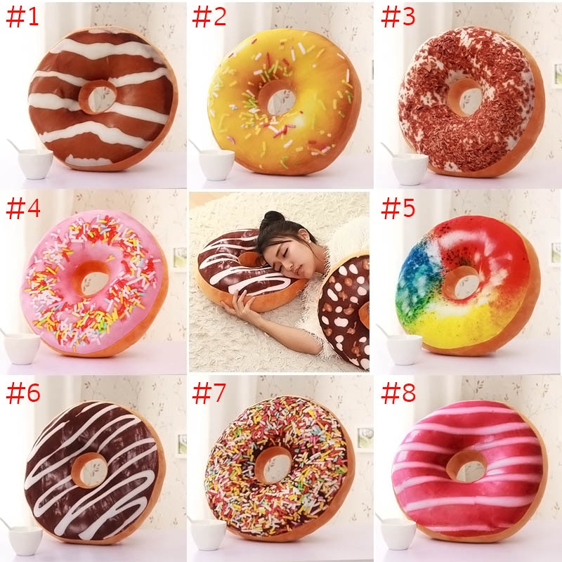 Søte donuts pute sjokolade donuts plysj macaron matpute fin bunnpute lur pute donut coussin  fp8