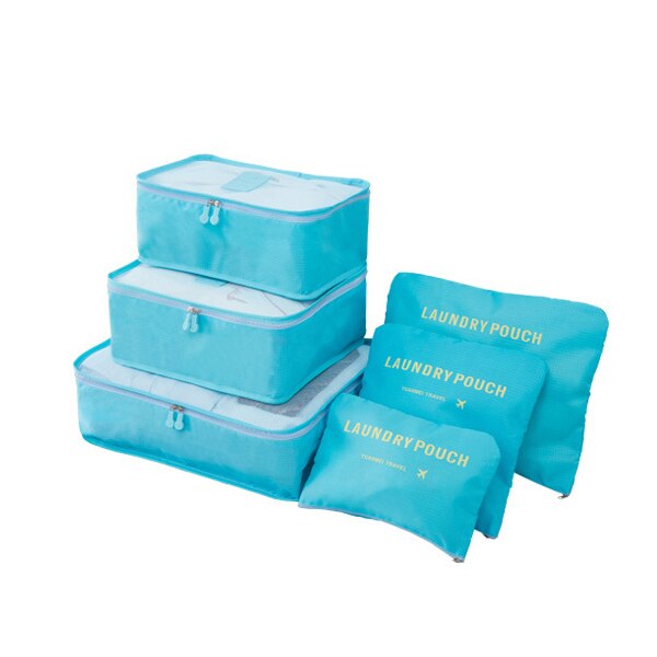 Researrangör förvaringsväska för kläder prydlig arrangör garderob resväska påse researrangör väska packning kubväska: Himmelsblå