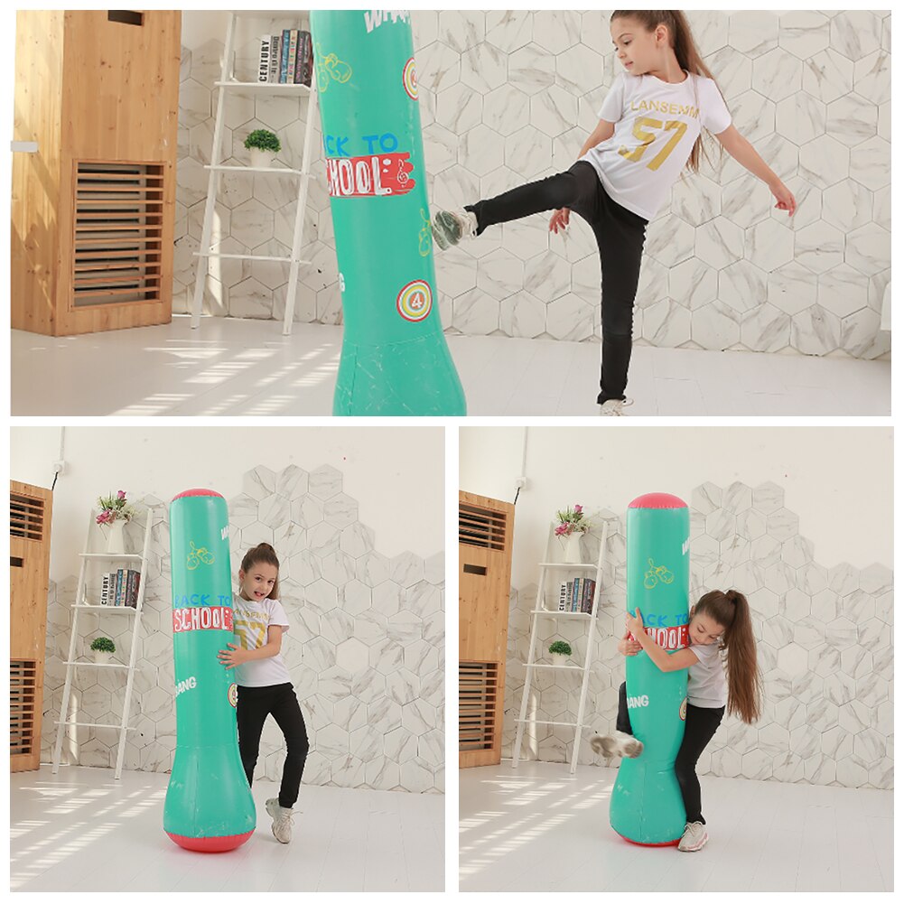 Fitness voksne børn oppustelig boksepost legetøj hjemme fitness træning dekompression legetøj tykkere 1.6 meter høj