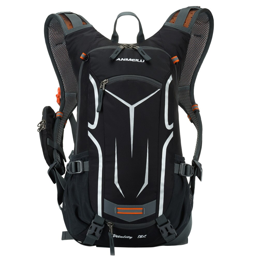 ANMEILU 18L Klettern Rucksack Radfahren Rucksack Männer Frauen draussen Sport Tasche Wasserdichte Camping Wandern Rucksack mit Regen Abdeckung: Schwarz