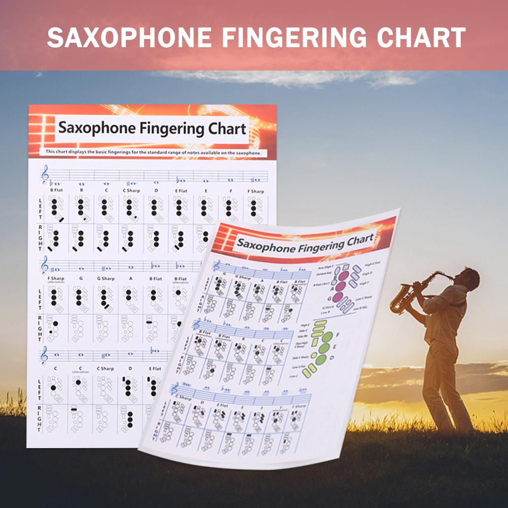 Saxofoon Praktijk Akkoorden Schaal Grafiek Stickers Tool Lessen Muziek Leermiddel Tabs Poster Voor Beginner Gitaar Liefhebbers