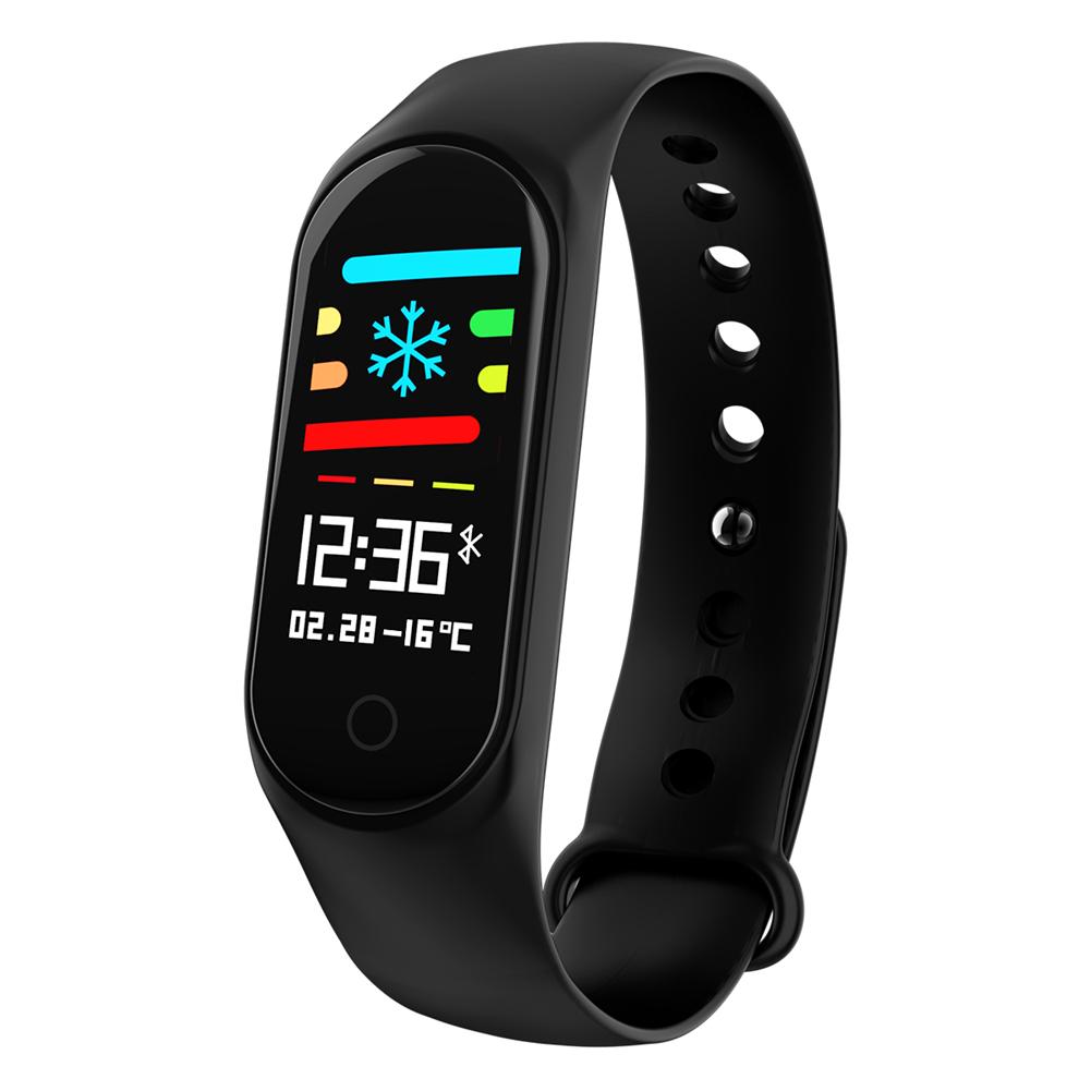 Sport Smart Bracelet Heart Rate Blood Pressure Calorie Sleep Monitor Remote Photo Taking Messages Calls Reminder Pedometer M4: Black