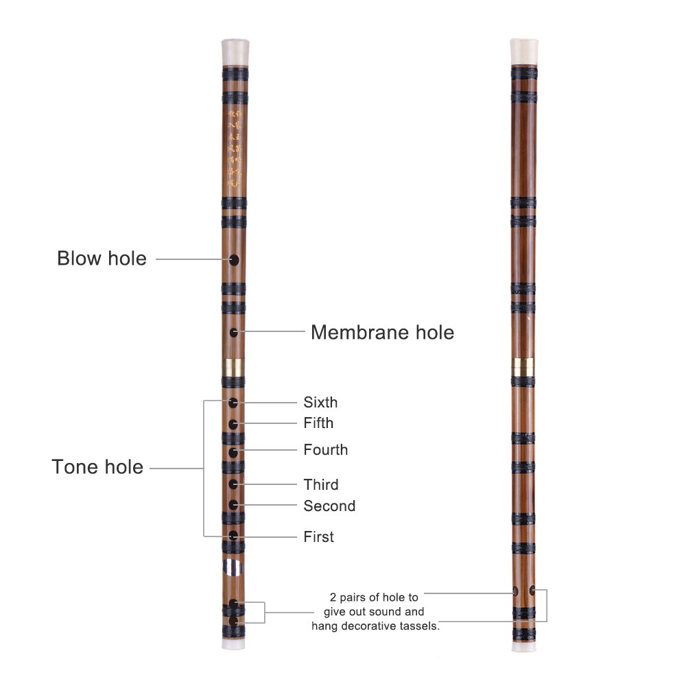 Pluggable Bamboo Flute Handmade Bitter Bamboo Dizi E Key Traditional Chinese Flute Musical Woodwind Instrument for Beginner