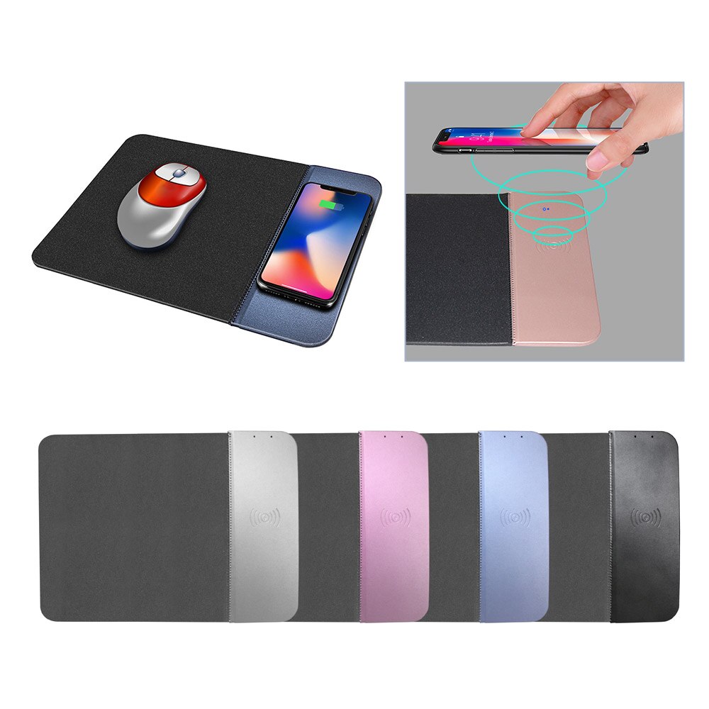 Kisscase qi trådløs lader lademusematte til iphone 8 8 Plus x xs xr pu lær musematte til samsung  s8 s9 s10 s10e