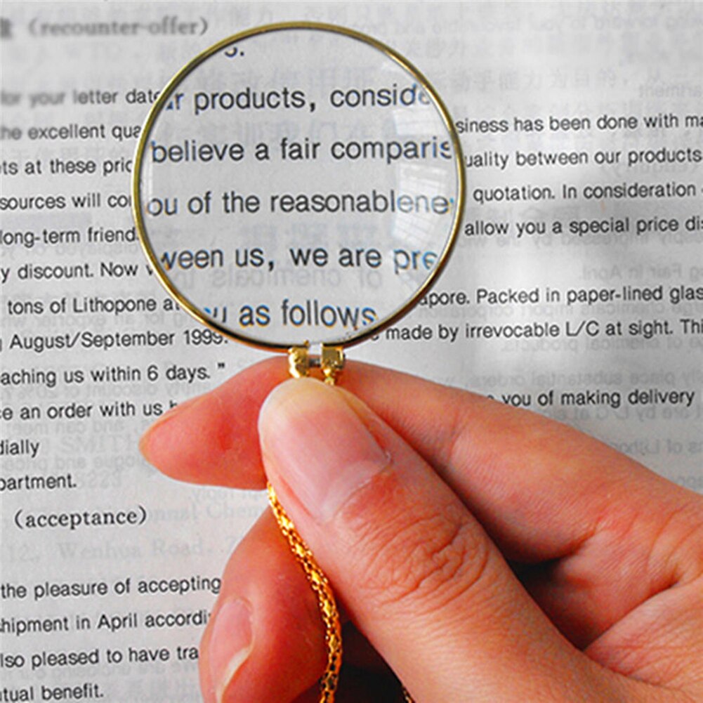 2 Colors 5X Magnifier Monocle Lens Necklace Magnifying Glass