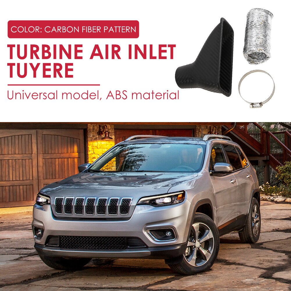 Durable Classic Practical Multi-functional Carbon Fiber Look Auto Front Bumper Turbo Cold Air Intake Pipe Air Funnel Kit
