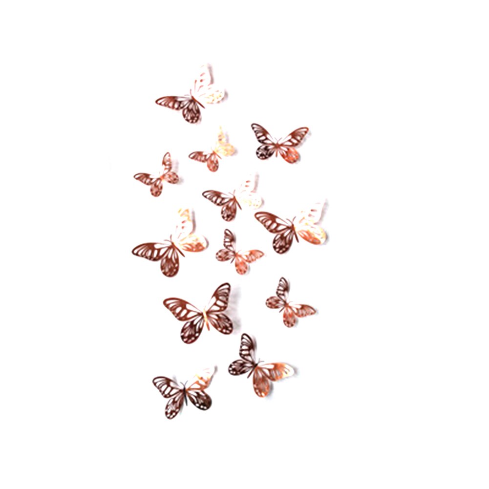 3D Butterfly Wall Sticker Metal Texture Hollow Simulation Butterfly Wall Art Decals Wedding Party Home Decoration: Rose gold