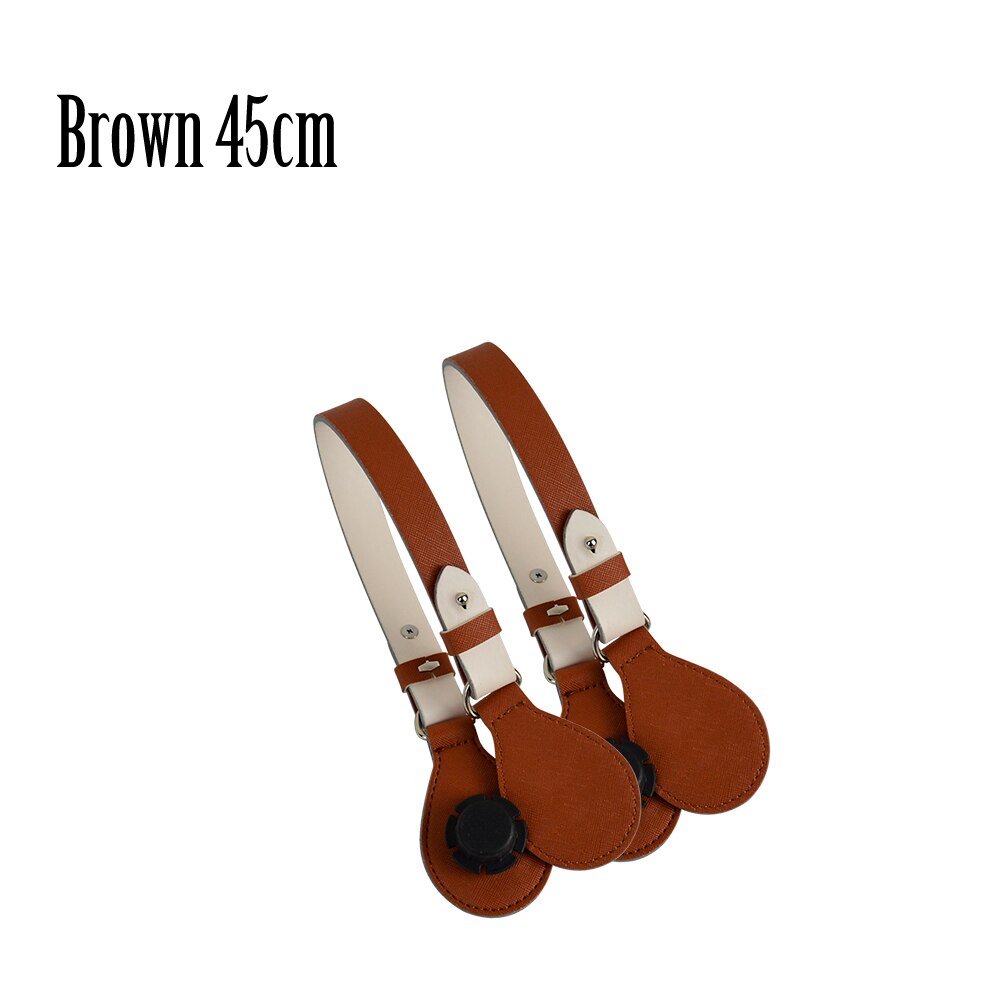 Long Short Flat Handles with end for Obag Faux Leather Lacquer Handle Removable End for O Bag OCHIC: Brown 45cm