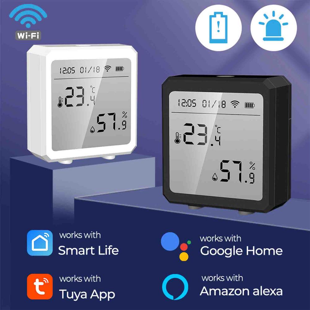 WiFi Temperature Humidity Monitor Tuya Smart Indoor Hygrometer Thermometer Sensor with LCD Display Support for Alexa Google