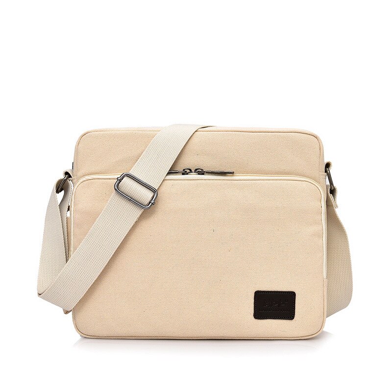 Grote Capaciteit Canvas Messenger Bag Mannen Multifunctionele School Crossbody Tassen Jongens Waterdichte Meer Interne Schoudertas: Beige