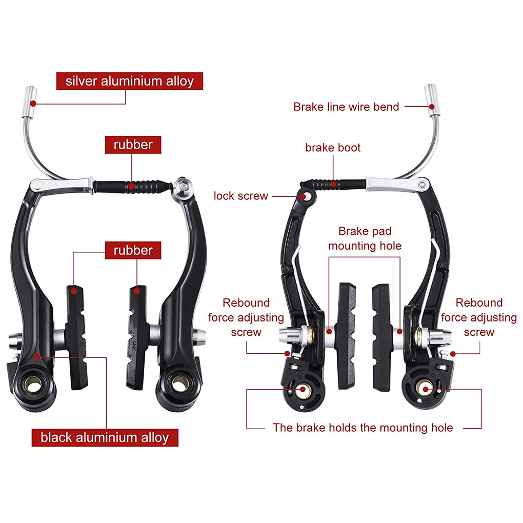 Fahrrad V-Bremse einstellen MTB Bremssattel einstellen AL Berg BMX Fahrrad Kreuzer linear ziehen mit BremsbeläGen und Hebeln Schwarz