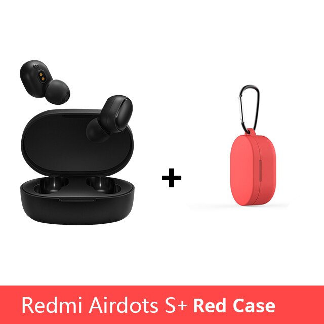 Original Xiaomi Redmi Airdots S TWS Noise reduction Bluetooth Earphone Stereo bass 5.0 With Mic Handsfree Earbuds AI Control: Add red case