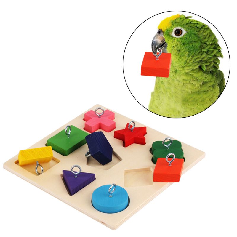 Juguetes Educativos para mascotas, adiestramiento interactivo de pájaros loros, coloridos juguetes de bloques de madera, suministros para pájaros