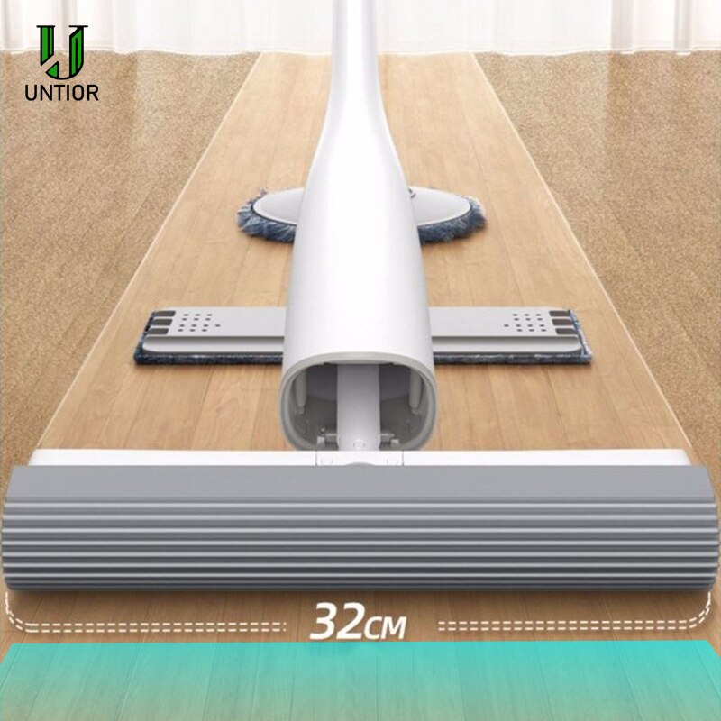 UNTIOR-fregona plana con cabezal de esponja PVA, fregona mágica giratoria de 360 grados para limpieza de suelos de cocina, hogar