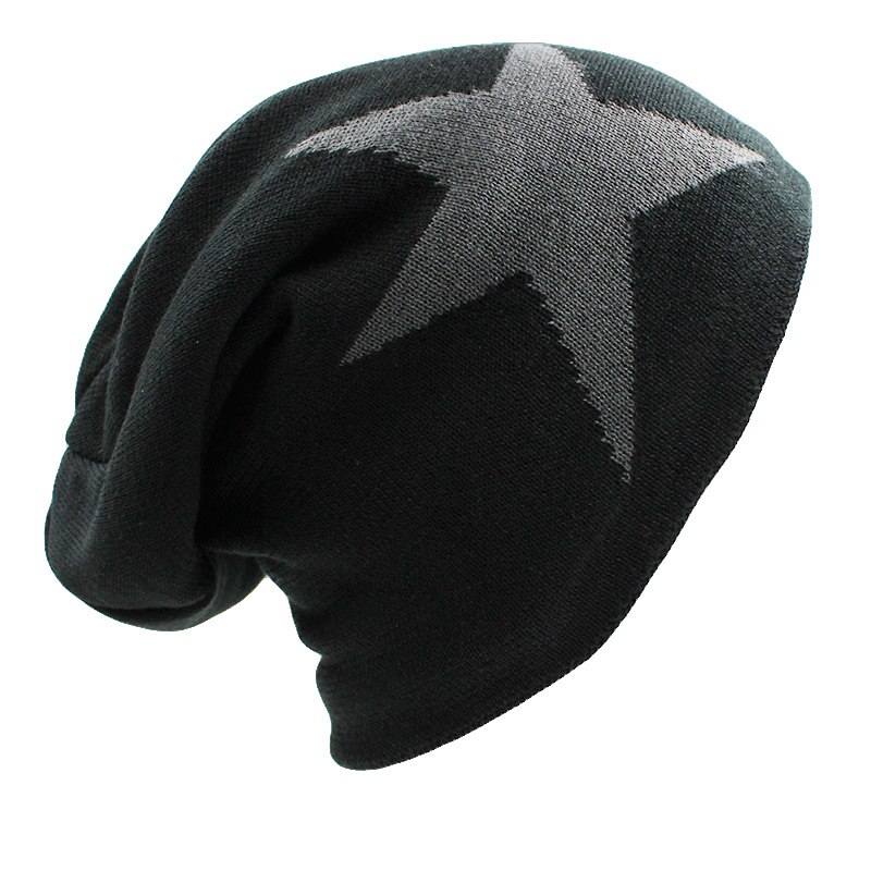 Lovingsha fuskpäls varm baggy stickad mössa herr mössor stickade skullies huv hattar för män kvinnor mössor herr mössa för män: Svart