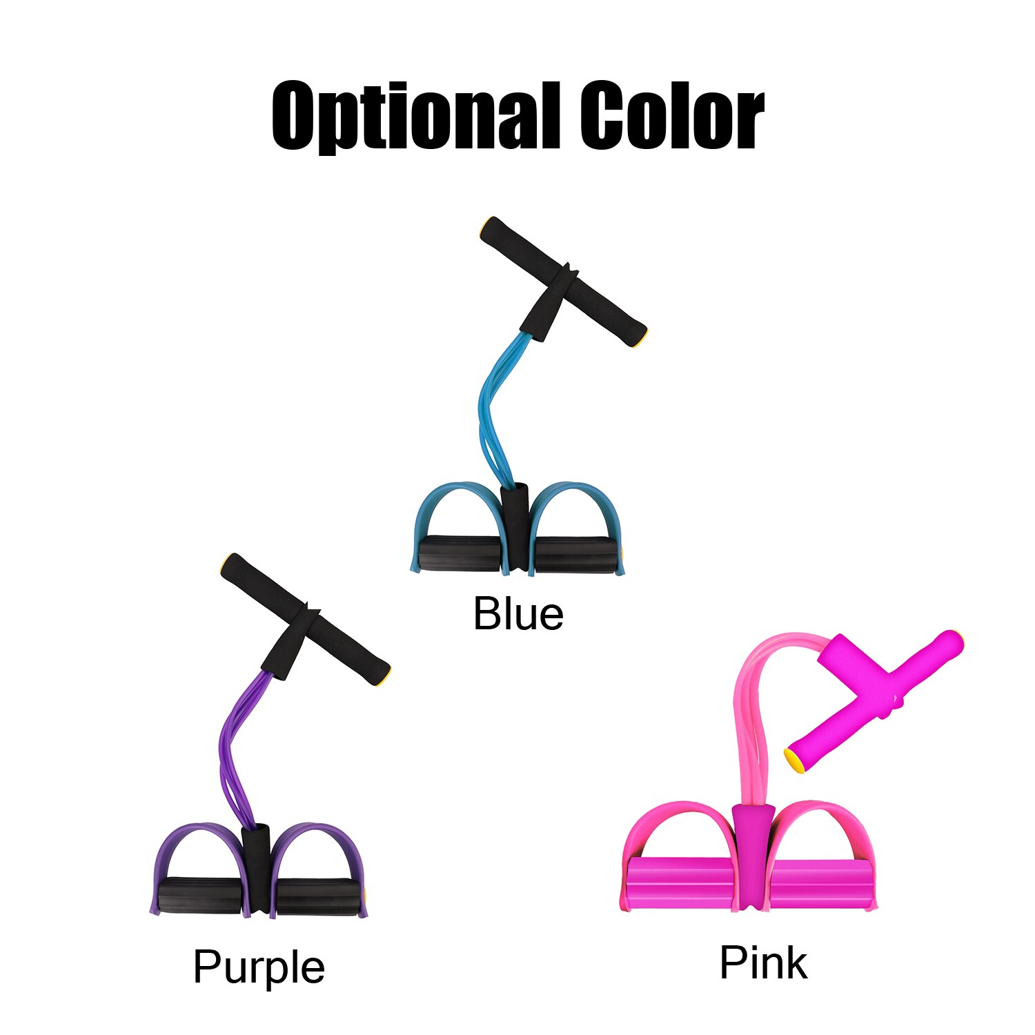 Gym Fitness Equipment Four Tube Home Rope Pedal Exerciser Tractor Elastic Calf Rope Sit-ups Abdomen Leg Tensioner Foot Puller