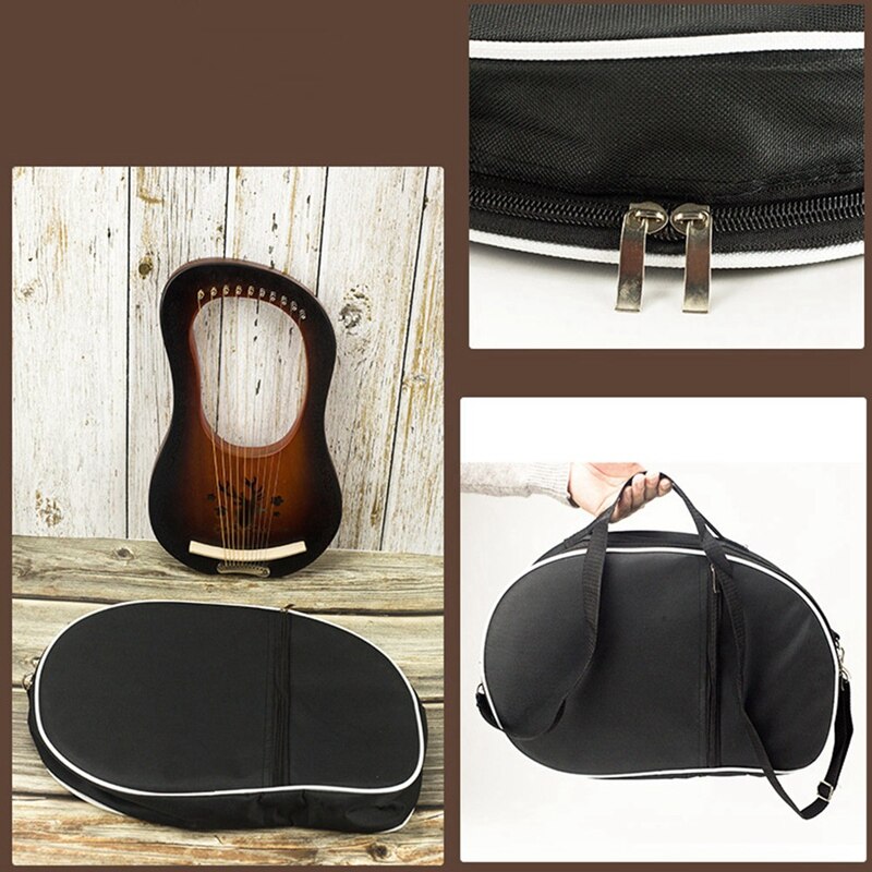 Musical Instrument Storage Bag Lyre Harp Handbags Kalimba Thumb Piano Carry Bag Fit for 7-16 String Lyre Harp 40X38X6cm