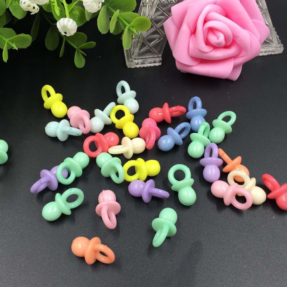 50Pcs Diy Kinderen Zuigen Speelgoed Multicolor Baby Ornamenten Tepel Hanger Plastic Speen Fopspenen Bead Verjaardagsfeestje Decoratie