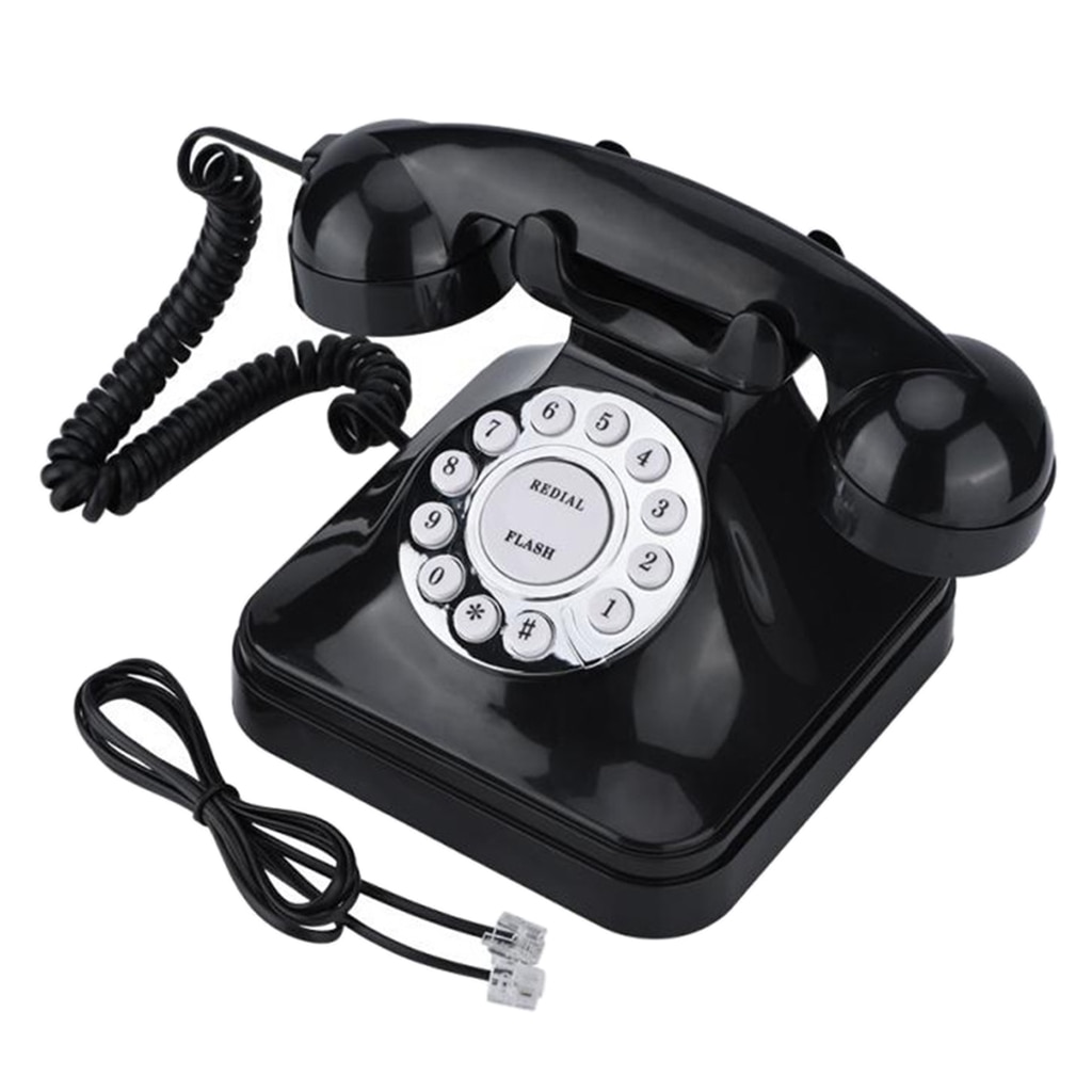 Vintage Retro Vaste Telefoon Voor Thuis Kantoor Ouderwetse Draadgebonden Telefoon Met Klassieke Bel Drukknop Technologie-Zwart