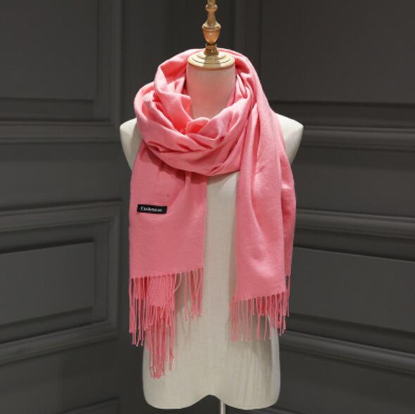 Winter Women Scarf Solid double-side Soft Cashmere Scarves Shawl And Wraps Bandana Female Foulard Tassel: color 5