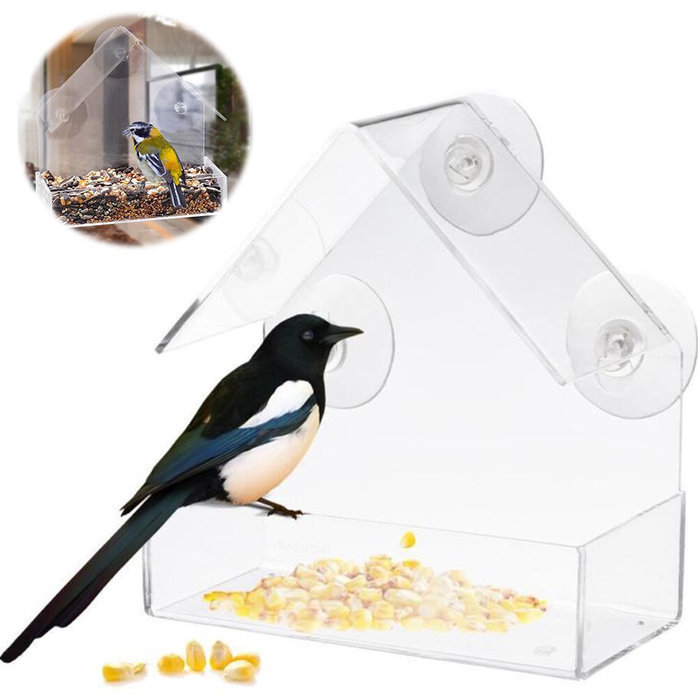 Hanging Bird Feeder Outdoor Birds Feeding Window Bird Feeders Birdhouse With Suction Outdoor Garden Feeding