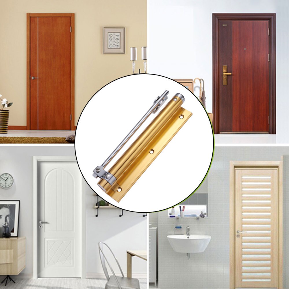 1Pc 35KG Automatic Door Closer Home Use Concealed Door Spring Hinge Buffer Free Punching Automatic Door Closer Device (Ivory Whi