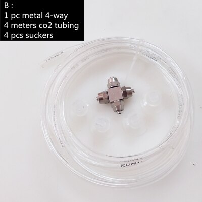 Aquarium co2 proof eenvoudige splitters metalen 3-way 4way met co2 speciale luchtpijp en slangen vaste sukkels: B