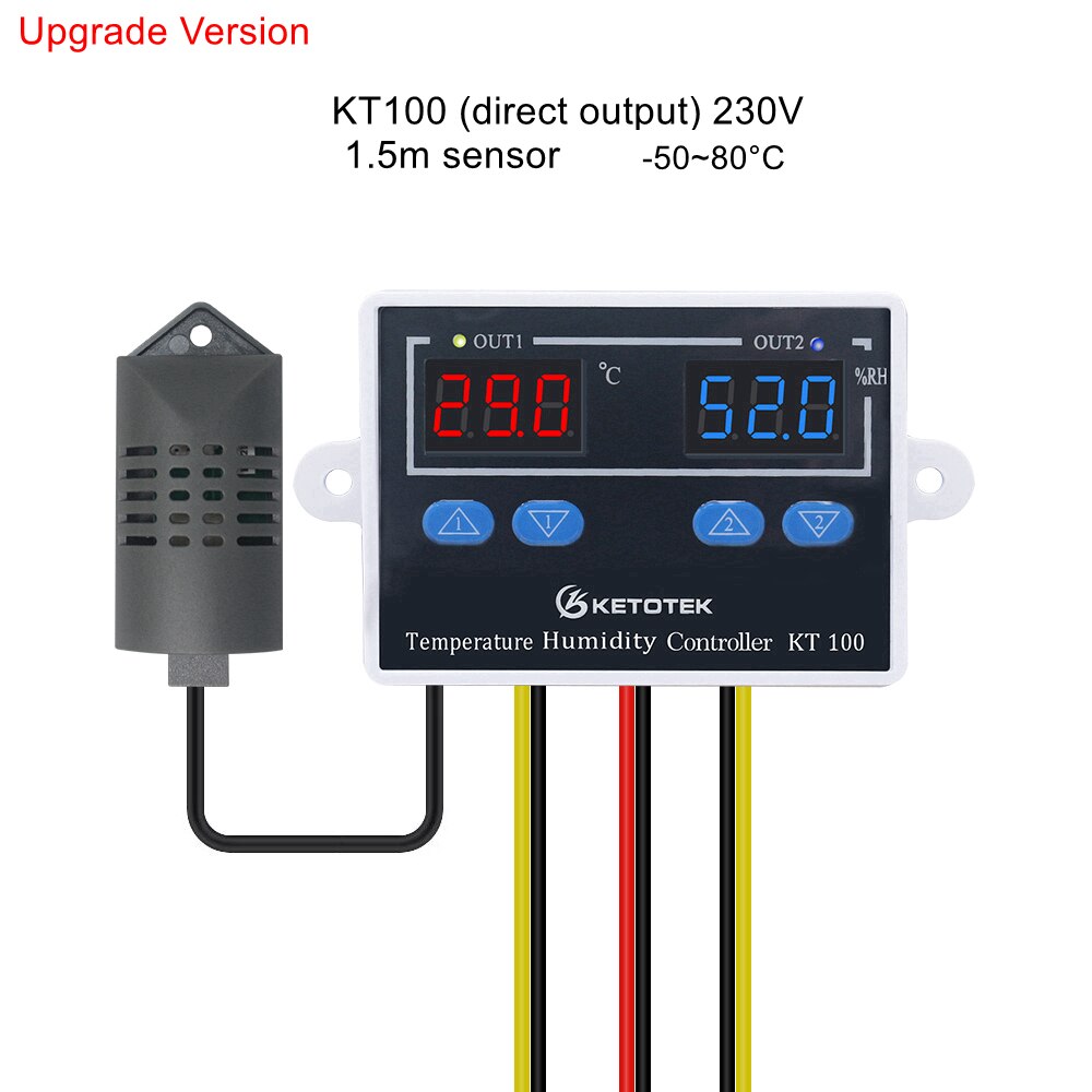 KT100 Termostato Digitale Regolatore di Umidità Uovo di Gallina Incubatrice Regolatore di Umidità di Temperatura 10A Uscita Diretta Igrometro di Controllo: 230V Upgrade