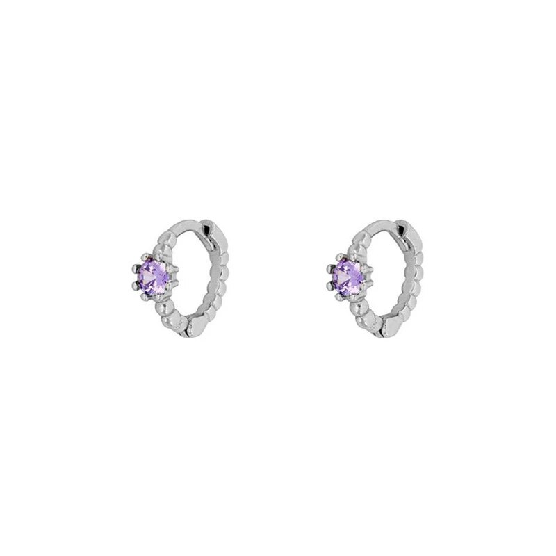 ROXI Bohemia Small Purple Zircon Stone Round Beads Hoop Earrings for Women Wedding Jewelry Earrings 925 Sterling Silver Brincos: silver