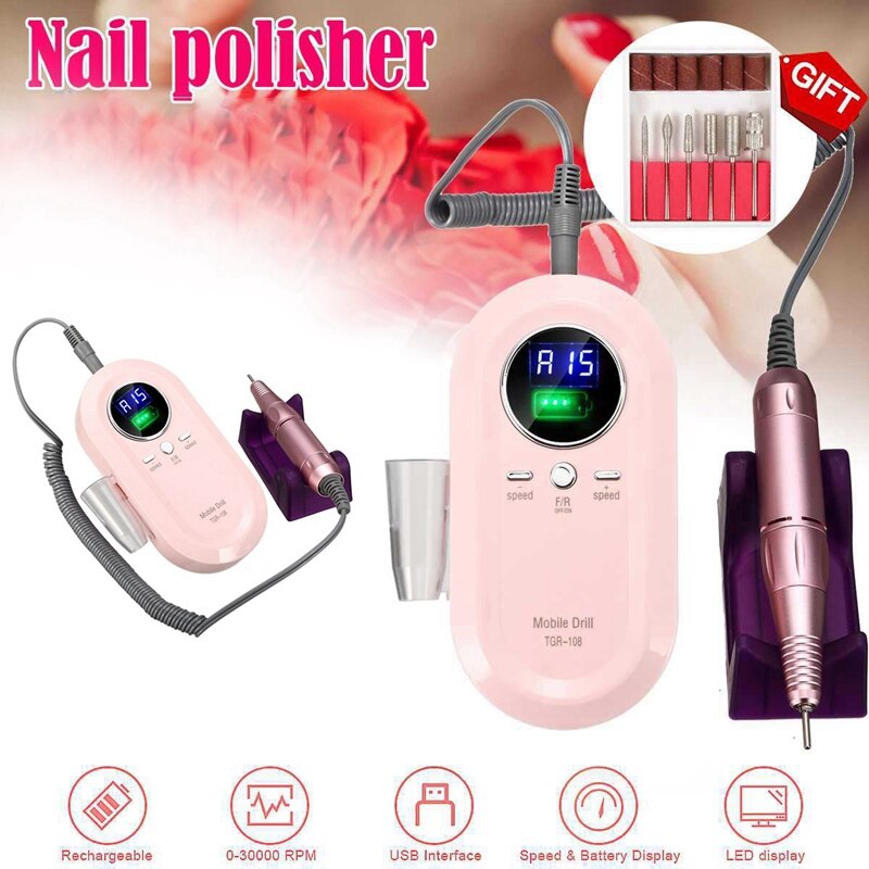 Electric Nail Drill Machine Manicure Machine Nail Master 35000RPM Nail Art File Nail Drill Bits Tools