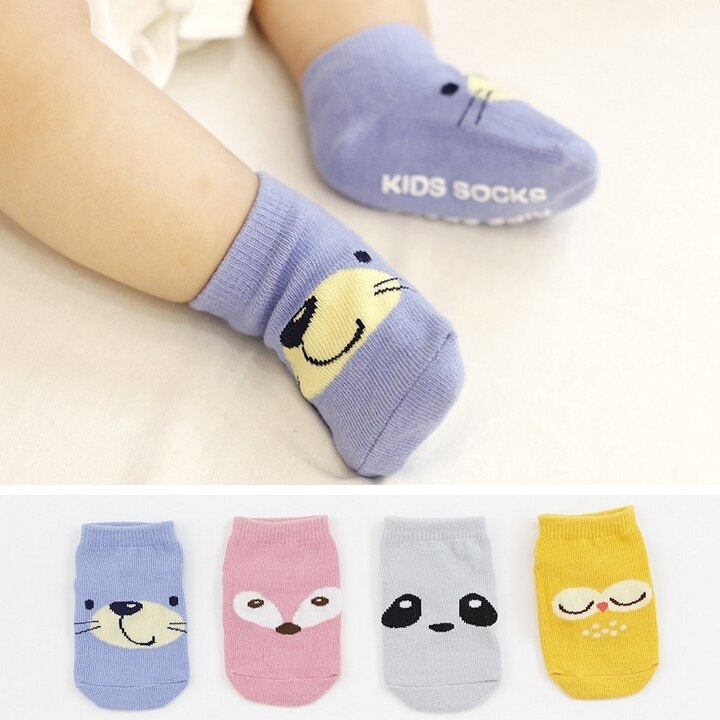 Katoenen Baby Sokken Pasgeboren jongen meisje Vloer anti-slip Sokken baby kids Korte silicagel anti-slip Sokken op Cartoon animal