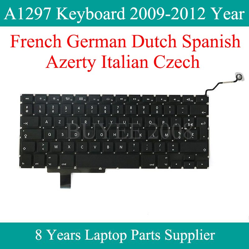 Laptop 17 "A1297 Azerty francuski niemiecki holenderski hiszpański włoski czeski klawiatura dla Macbook Pro A1297 klawiatury podświetlenie 2009-2012