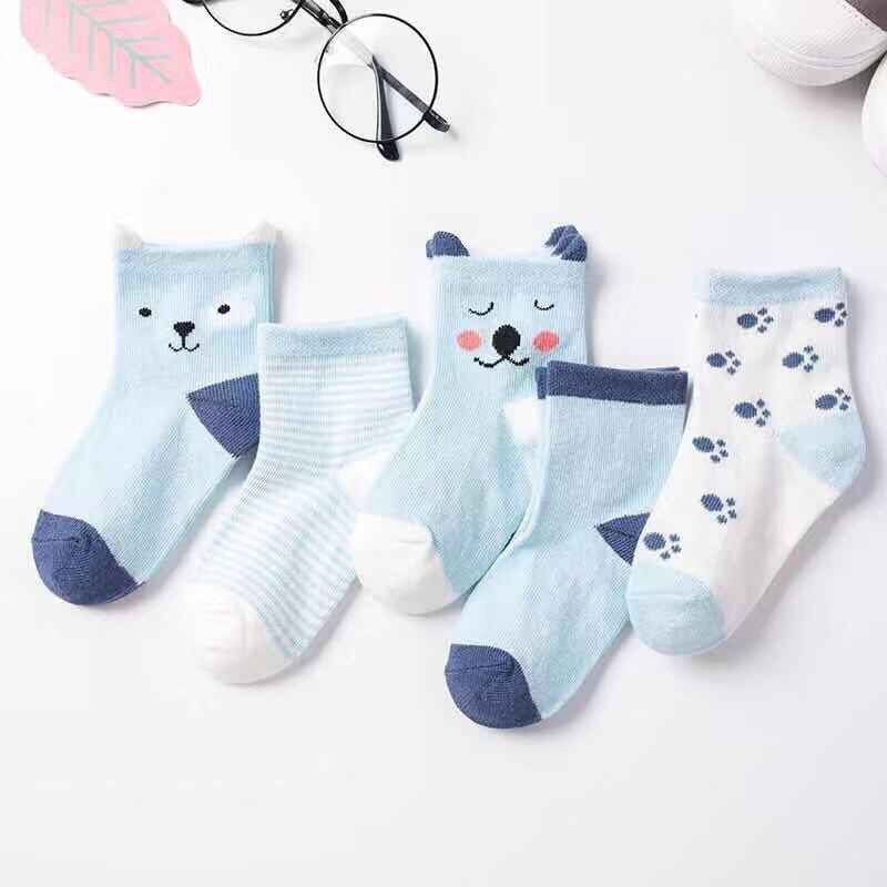 5 par/lote bebê meias dos desenhos animados impresso crianças menina menino meias listrado sspring outono crianças criança curto meias: style 2 / 0-1 Years