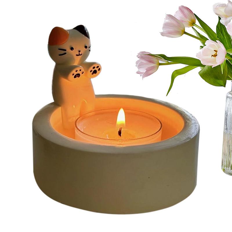 Candelabro con garra cálida para gato, candelabro de resina para gatito, candelabro de aromaterapia con forma de gato a la parrilla, adorno de escritorio