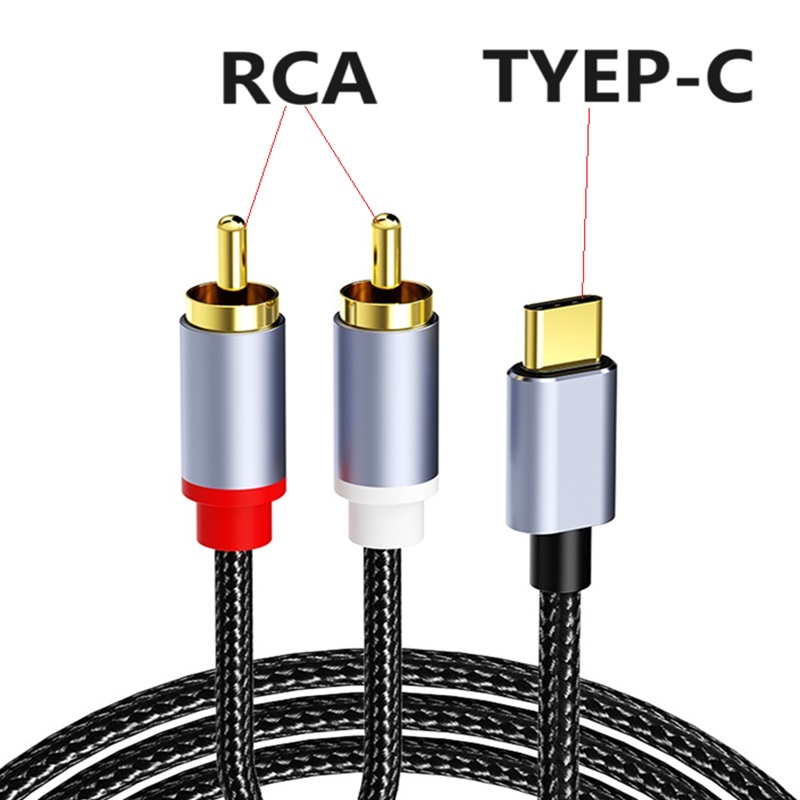 Cable de Audio USB C a 2 RCA de 10m y 5m, conector Jack de 3,5mm tipo C a 2 RCA Aux, Cable adaptador de Audio, cable divisor para TV Box, altavoz de tv apple: Rojo / 5 m