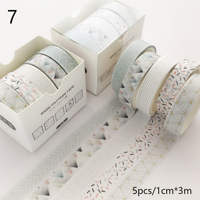 5 unids/set Washi Tape lindo adhesivo de rejilla Color sólido estilo básico cinta adhesiva para pegatinas Scrapbooking DIY álbum de fotos diario: Verde