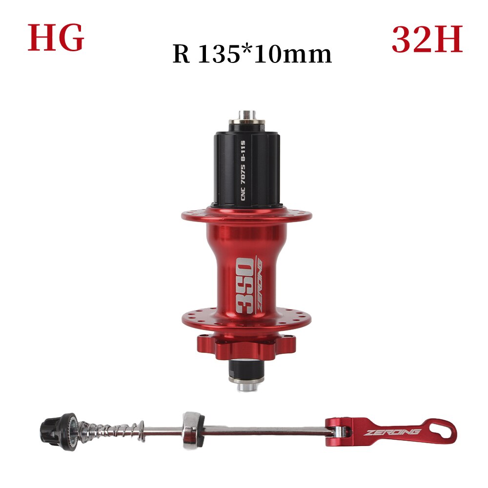 Nulstelling Bike Hubs 350 4 Lager Disc Kaart Brake Mtb Mountainbike Hub Lager Voor/Achter Fiets Hubs 28 32 Gaten 8/9/10/11 Snelheid: Red rear 32H