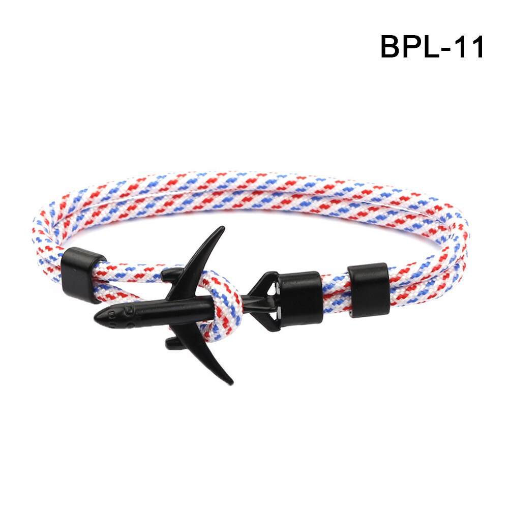 Airplane Anchor Bracelet Men Polyester Wrist Rope Bracelet Sport Jewelry BMF88: bpl-11