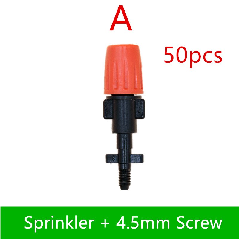 50pcs Adjustable Spray Nozzle With 1/4" Barb Horticultural Irrigation Microspray Equipment Automatic Watering Micro Drip Fitting